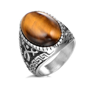 Onlysda Stainless steel Ancient Middle East Arabic Style Stone Ring Opal Anel Indian Jewelry For Men Gift Wedding Gift OSR110