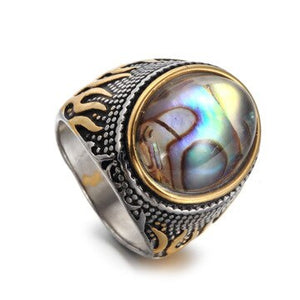 Onlysda Stainless steel Ancient Middle East Arabic Style Stone Ring Opal Anel Indian Jewelry For Men Gift Wedding Gift OSR110