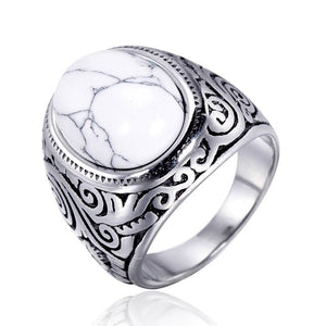 Onlysda Stainless steel Ancient Middle East Arabic Style Stone Ring Opal Anel Indian Jewelry For Men Gift Wedding Gift OSR110
