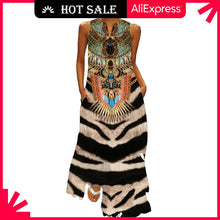 Load image into Gallery viewer, MOVOKAKA Vintage Tiger Print Dress 2021 V Neck Casual Holiday Long Dresses Summer Woman Sleeveless Girls Beach Maxi Dress Women
