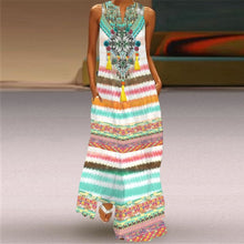 Load image into Gallery viewer, MOVOKAKA Vintage Tiger Print Dress 2021 V Neck Casual Holiday Long Dresses Summer Woman Sleeveless Girls Beach Maxi Dress Women
