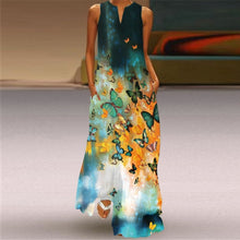 Load image into Gallery viewer, MOVOKAKA Vintage Tiger Print Dress 2021 V Neck Casual Holiday Long Dresses Summer Woman Sleeveless Girls Beach Maxi Dress Women

