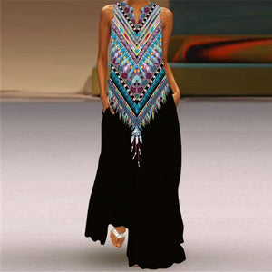 MOVOKAKA Vintage Tiger Print Dress 2021 V Neck Casual Holiday Long Dresses Summer Woman Sleeveless Girls Beach Maxi Dress Women