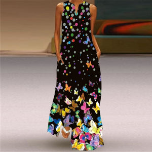 MOVOKAKA Vintage Tiger Print Dress 2021 V Neck Casual Holiday Long Dresses Summer Woman Sleeveless Girls Beach Maxi Dress Women