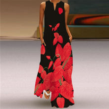 Load image into Gallery viewer, MOVOKAKA Vintage Tiger Print Dress 2021 V Neck Casual Holiday Long Dresses Summer Woman Sleeveless Girls Beach Maxi Dress Women
