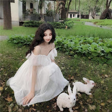 Load image into Gallery viewer, Sannian Actual Photo Of Long Sling Dress With Lace Sunscreen In Soft Yarn In Summer Of 2019  2 Piece Set Women Sleeveless Dress

