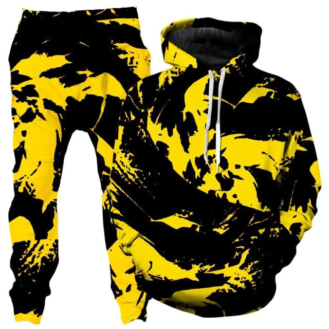 2021 Fashion 3D Hoodies Suits Men's Sweatshirt Joggers Funny Harajuku Print Set Fall Winter Unisex Tracksuit Clothes Pant