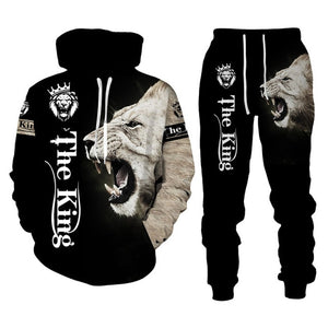 The Lion King Autumn Winter 3D Printed Men's Hooded Sweater Set Men's Sportswear Tracksuit Long Sleeve Men's Clothing Suit