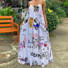 Load image into Gallery viewer, Sexy Summer Dress Women Print Spaghetti Strap Sleeveless Maxi Dress Fashion Pocket Loose Plus Size Slip Dress Sukienki Letnie
