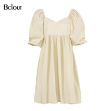 Load image into Gallery viewer, Bclout Vintage Blue Black A-Line Mini Dress Woman 2021 Summer Loose Sexy Patchwork Party Dress V Neck Half Sleeve Party Vestido

