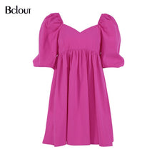 Load image into Gallery viewer, Bclout Vintage Blue Black A-Line Mini Dress Woman 2021 Summer Loose Sexy Patchwork Party Dress V Neck Half Sleeve Party Vestido
