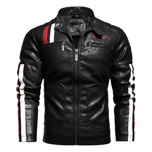 2021 Men's Trendy New Motor Leather Jacket Outwear Men Winter Fashion Casual Biker PU Jacket Coat Man Slim Leather Bomber Jacket