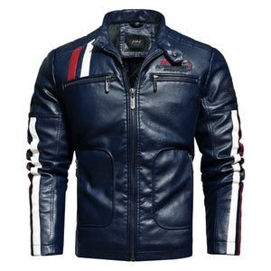 2021 Men's Trendy New Motor Leather Jacket Outwear Men Winter Fashion Casual Biker PU Jacket Coat Man Slim Leather Bomber Jacket