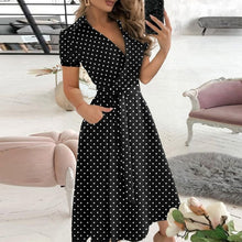 Load image into Gallery viewer, Women Elegant Sexy Off Shoulder Party Dress 2021 Summer Tie-Up A-Line Dress Office Lady Casual Short Sleeve Pocket Dress Vestido
