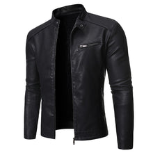 Load image into Gallery viewer, AIOPESON Plus Velvet PU Men Leather Jacket Casual Solid Color fashion Slim Fit Spring Men&#39;s Jacket Streetwear Korean Jacket Men
