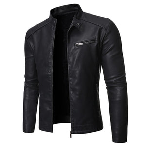 AIOPESON Plus Velvet PU Men Leather Jacket Casual Solid Color fashion Slim Fit Spring Men's Jacket Streetwear Korean Jacket Men