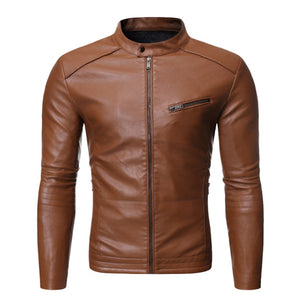 AIOPESON Plus Velvet PU Men Leather Jacket Casual Solid Color fashion Slim Fit Spring Men's Jacket Streetwear Korean Jacket Men