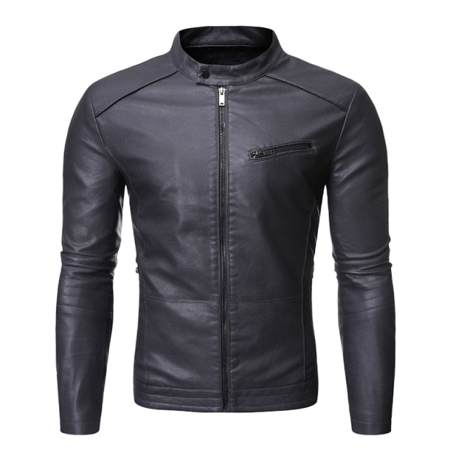 AIOPESON Plus Velvet PU Men Leather Jacket Casual Solid Color fashion Slim Fit Spring Men's Jacket Streetwear Korean Jacket Men