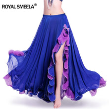 Load image into Gallery viewer, Slit Chiffon Skirt belly dancing skirt for women belly dance costumes Belly dance dress Lotus leaf performance Maxi Skirt long

