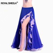 Load image into Gallery viewer, Slit Chiffon Skirt belly dancing skirt for women belly dance costumes Belly dance dress Lotus leaf performance Maxi Skirt long
