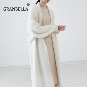 Luxury Long Faux Mink Fur Cardigans For Women New 2021 Autumn Winter Women's Sweaters Oversize Coat Female Pull