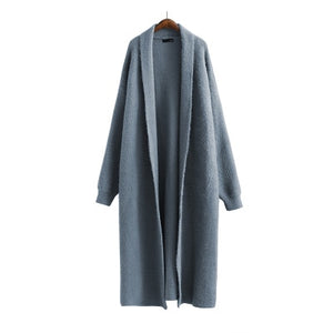 Luxury Long Faux Mink Fur Cardigans For Women New 2021 Autumn Winter Women's Sweaters Oversize Coat Female Pull