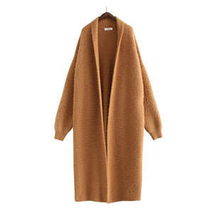 Luxury Long Faux Mink Fur Cardigans For Women New 2021 Autumn Winter Women's Sweaters Oversize Coat Female Pull