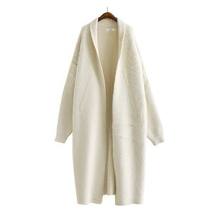 Luxury Long Faux Mink Fur Cardigans For Women New 2021 Autumn Winter Women's Sweaters Oversize Coat Female Pull