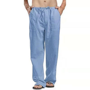 Men Pants Cotton Linen Trousers for Men Joggers Casual Solid Elastic Waist Loose Sports Running Oversize Pants Streetwear