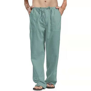 Men Pants Cotton Linen Trousers for Men Joggers Casual Solid Elastic Waist Loose Sports Running Oversize Pants Streetwear