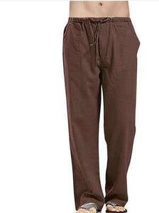 Men Pants Cotton Linen Trousers for Men Joggers Casual Solid Elastic Waist Loose Sports Running Oversize Pants Streetwear