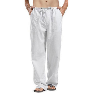 Men Pants Cotton Linen Trousers for Men Joggers Casual Solid Elastic Waist Loose Sports Running Oversize Pants Streetwear