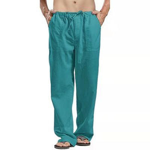 Men Pants Cotton Linen Trousers for Men Joggers Casual Solid Elastic Waist Loose Sports Running Oversize Pants Streetwear