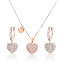 Load image into Gallery viewer, 2021 New CZ Zircon Love Heart Drop Earrings For Lover Gift Gold Silvery Chain Summer Necklace Choker Fashion Woman Jewelry Sets
