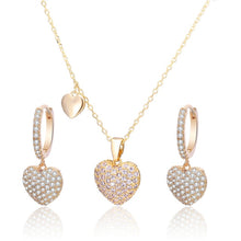 Load image into Gallery viewer, 2021 New CZ Zircon Love Heart Drop Earrings For Lover Gift Gold Silvery Chain Summer Necklace Choker Fashion Woman Jewelry Sets
