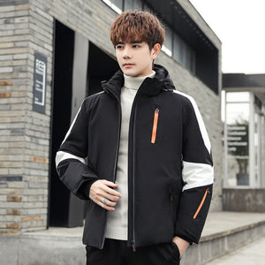 New Men's White Duck Down Jacket Outdoor Winter Ski Wear Youth Fashion Thick Warm Cold-Proof Hooded Breathable Down Jacket Men
