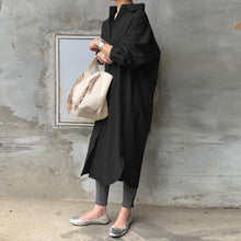 Load image into Gallery viewer, ZANZEA  Women Autumn Sundress Elegant Long Shirt Dress Lapel Neck Long Sleeve Solid Vestido Casual Loose Work Dresses
