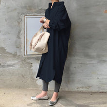 Load image into Gallery viewer, ZANZEA  Women Autumn Sundress Elegant Long Shirt Dress Lapel Neck Long Sleeve Solid Vestido Casual Loose Work Dresses
