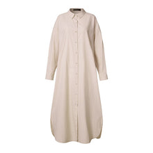 Load image into Gallery viewer, ZANZEA  Women Autumn Sundress Elegant Long Shirt Dress Lapel Neck Long Sleeve Solid Vestido Casual Loose Work Dresses
