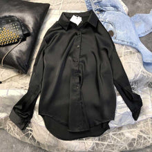 Load image into Gallery viewer, Spring 2021 Womens Clothing Silk Shirt Vintage Blouse Women Sheer Top Women Longsleeve Dress Shirt Plus Size Woman Overshirt
