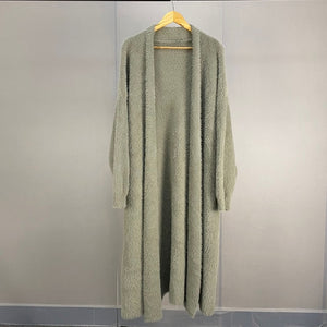 Luxury Long Faux Mink Fur Cardigans For Women New 2021 Autumn Winter Women's Sweaters Oversize Coat Female Pull