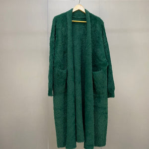 Luxury Long Faux Mink Fur Cardigans For Women New 2021 Autumn Winter Women's Sweaters Oversize Coat Female Pull