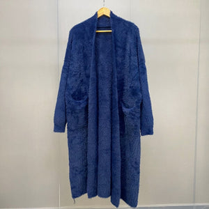 Luxury Long Faux Mink Fur Cardigans For Women New 2021 Autumn Winter Women's Sweaters Oversize Coat Female Pull