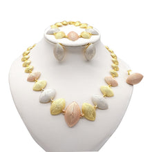 Load image into Gallery viewer, Necklace Sets For Women Dubai African Gold Jewelry Set Bride Earrings Rings Indian Nigerian Wedding Jewelery Set Gift
