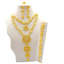 Load image into Gallery viewer, Necklace Sets For Women Dubai African Gold Jewelry Set Bride Earrings Rings Indian Nigerian Wedding Jewelery Set Gift
