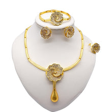 Load image into Gallery viewer, Necklace Sets For Women Dubai African Gold Jewelry Set Bride Earrings Rings Indian Nigerian Wedding Jewelery Set Gift
