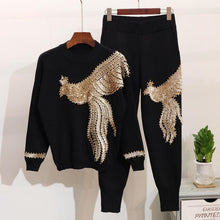 Load image into Gallery viewer, African Sets For Women 2021 Long Sleeve Beading Sequined African Elastic Bazin Baggy Pants Rock Style Dashiki Famous Suit Lady
