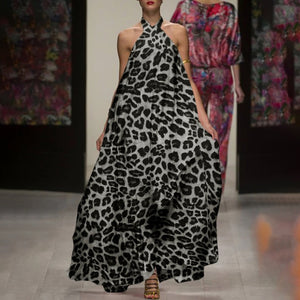 Celmia Bohemian Women Halter Floral Print Long Dress 2021 Summer Sexy Sleeveless Ruffled Maxi Sundress Backless Party Vestidos