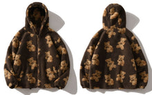 Load image into Gallery viewer, GONTHWID Fleece Hooded Jackets Streetwear Casual Harajuku Hip Hop Men Women Fashion Bear Print Full Zip Hooded Coat Tops Outwear
