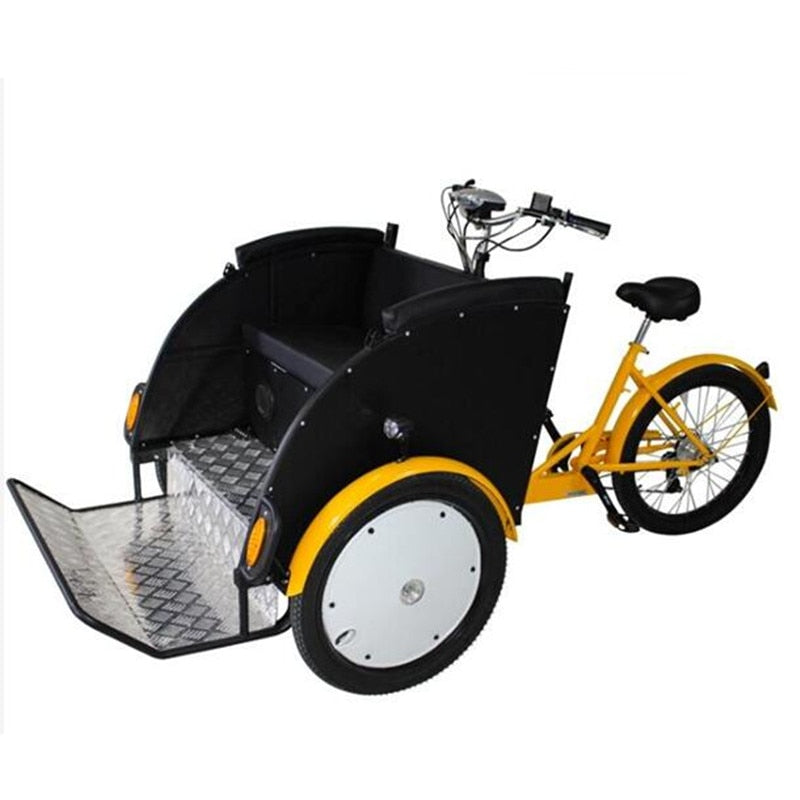New Arrive Electric Tricycle For Adults Rickshaw Vehicle Bicycle Pedicab Family Mobility Scooter Car With Sunscreen Cover
